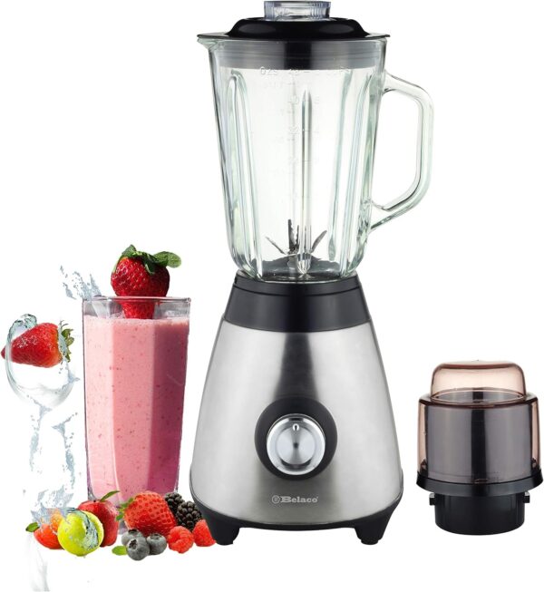 Multi Blender juicer food processor with Glass Jar & a Grinder strong housing smoothie maker 1.5L glass jar removable filling cap for easy filling Ice Crushing function - Image 6