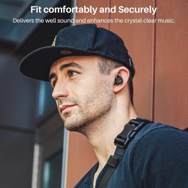 TOZO T18 Bluetooth 5.3 True Wireless Stereo Earbuds IPX8 Waterproof in Ear Headset Call Noise Reduction Headphones with Digital Display and Transparent Case Long Standby Earphones Black - Image 3