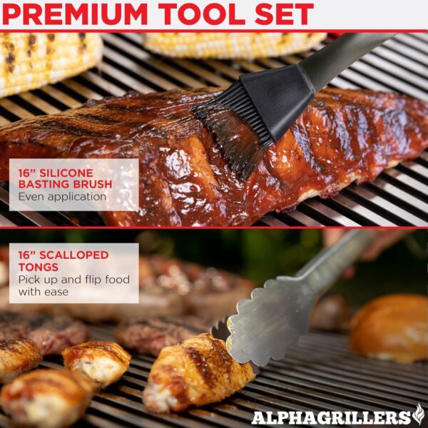 Alpha Grillers Premium Wood Grilling Gifts for Men - Grill Accessories Gift Ideas - BBQ Tool Set Grill Kit with BBQ Utensils - Unique for Dad, Wooden Grill Tools - Image 5