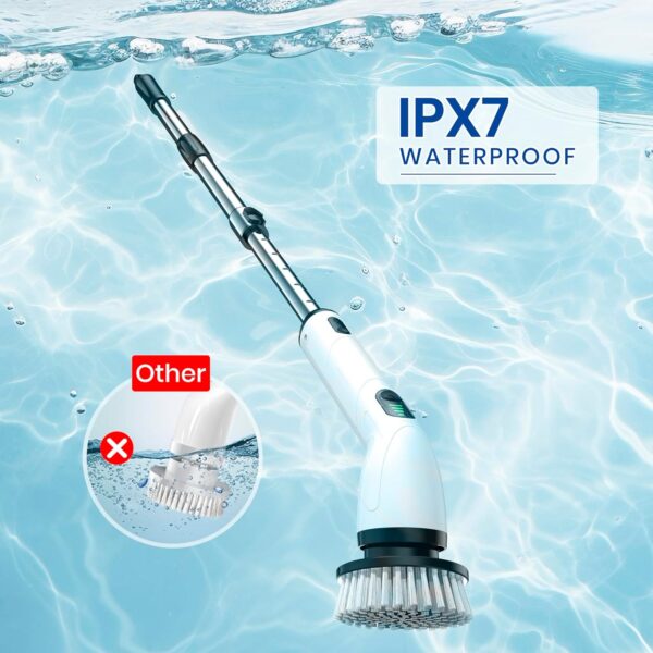 Electric Spin Scrubber, 2024 New Full-Body IPX7 Waterproof Cordless Electric Cleaning Brush with 8 Replaceable Heads, Upgraded Extension Handle, Power Scrubber for Bathtub, Tile, Floor - Image 3