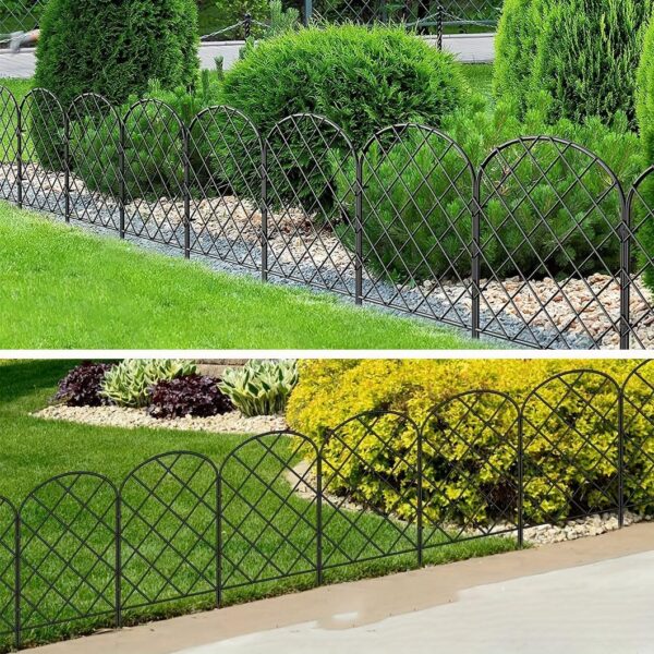 MyLink 10 Pack Decorative Garden Fence, Total 10ft(L) x 24in(H) Animal Barrier Border, No Dig Dog Fence,Black Thicken Rustproof Metal Wire Section Edging Fencing Panel for Outdoor Garden Yard, Arched - Image 7