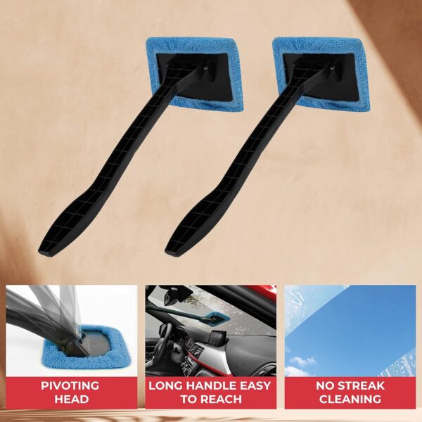 GADLANE Long Reach Windscreen Cleaner - 2 Pack Long Handle Microfiber Car Windscreen Cleaner Tool, Cloth Demister Pad Car Window Cleaner - Ideal for Fog Moisture Removal 2PCS - Image 3