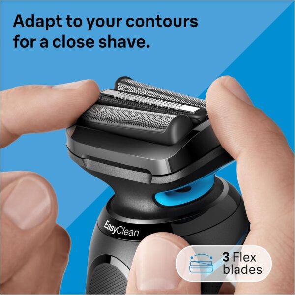 Braun Series 5 Electric Shaver, with Beard Trimmer, Charging Stand, Wet & Dry, 100% Waterproof, Easy Clean System, 2 Pin Bathroom Plug, 50-M4500cs, Mint Razor - Image 4