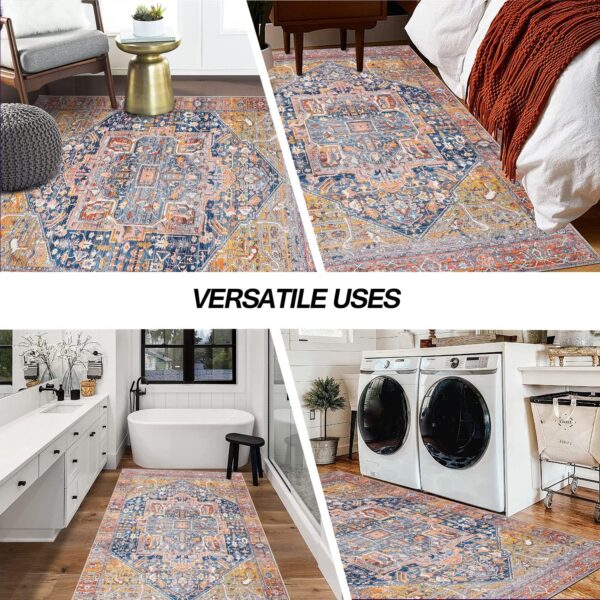 Cekene Distressed Area Rugs for Living Room Non Slip 90x150cm Non-shedding Bedroom Rugs Washable Entryway Rugs Low Pile Floor Carpet Rug for Entryway Living Room Bedroom - Image 8