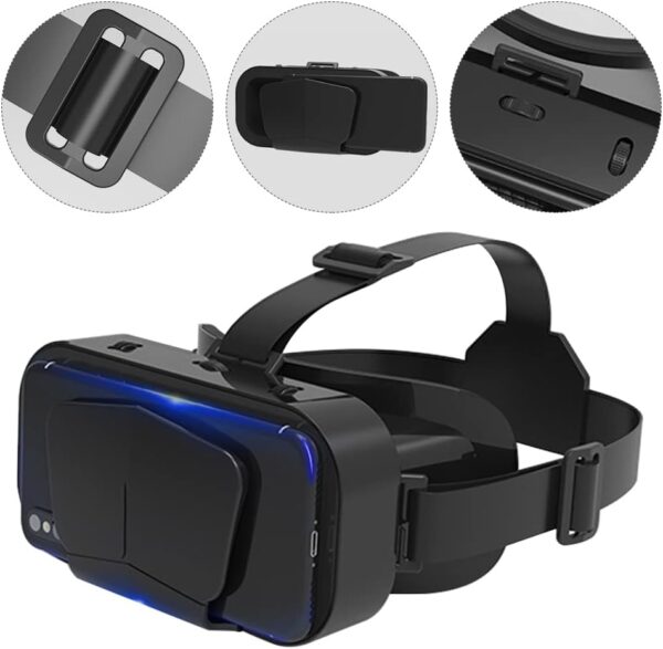 POHOVE VR Headset 3D VR Glasses Virtual Reality Headset Support 360°Panorama Large Screen An-ti Bluelight Adjustable Pupil Distance Preven-t Fatigue Goggles for Movies Games(Black) - Image 7