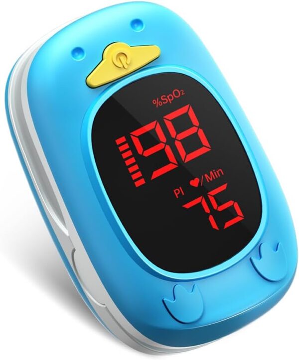 Paediatric Pulse Oximetry, HOLFENRY Pulse Oximeter Oxygen Monitor Finger For Kids and Child Over Age 2,Children's Sats Monitor Checking Oxygen Saturation, Heart Rate,PI At Home, School or Trip Use - Image 2