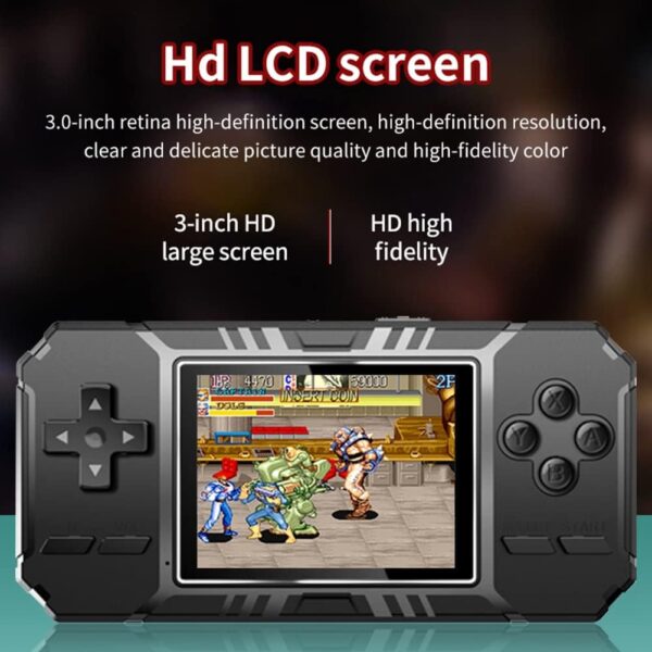 Lrtzizy Retro Portable Mini Handheld Game Console 8-Bit 3.0 Inch Color Screen LCD Game Player Built-in 500 Games-Green - Image 6