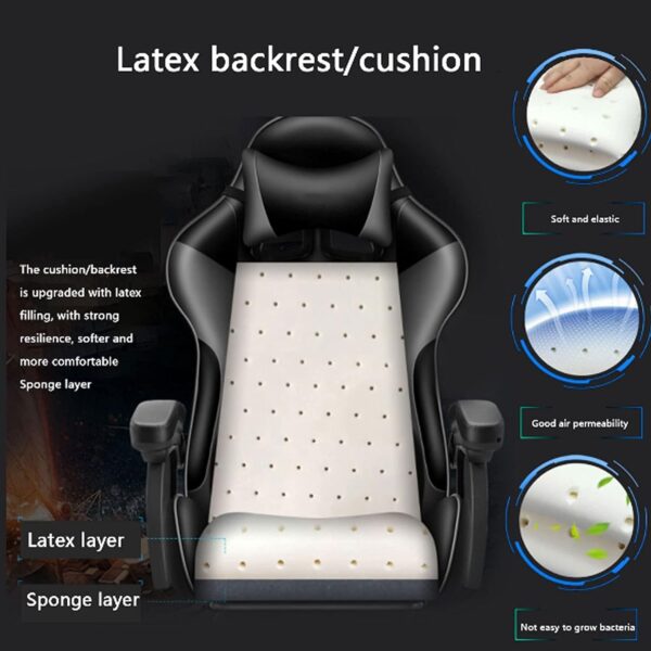 Professional Gaming Chair, Gaming Chair with Bluetooth Speakers, Gaming Chair Black Ergonomic Pc Computer Chair with High Back Office Desk Chair 360°Swivel Task Chair Adjustable Armrest Lumbar Support - Image 6