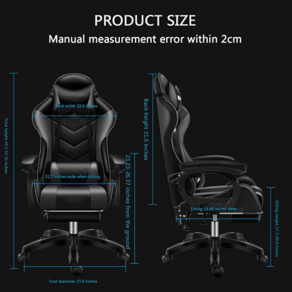 Professional Gaming Chair, Gaming Chair with Bluetooth Speakers, Gaming Chair Black Ergonomic Pc Computer Chair with High Back Office Desk Chair 360°Swivel Task Chair Adjustable Armrest Lumbar Support - Image 4