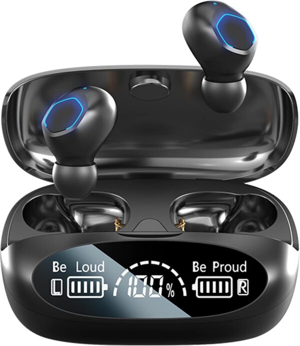 Wireless Earbuds,Bluetooth 5.3 Powerful Bass True Wireless Headphones,IPX7 Waterproof USB-C Button Control HiFi Sound In Ear CVC8.0 Tech Noise Reduction Earphones,One-Step Pairing,LED Display Headset - Image 2