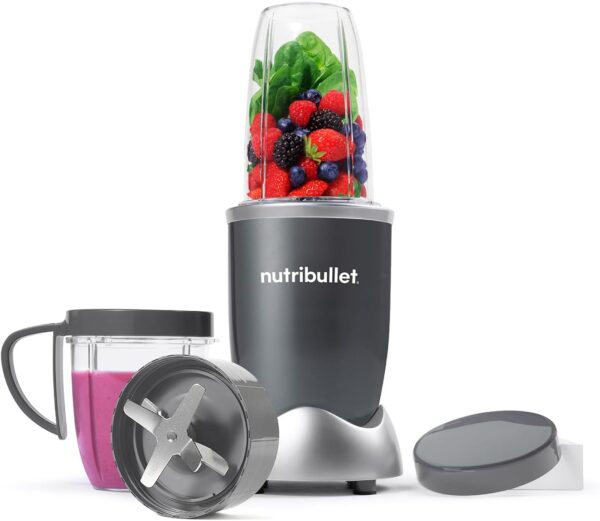 nutribullet Blender 600 Series - Powerful 20,000 RPM Extractor Blends Frozen Fruit, Nuts & Ice - 7 Piece Kit Includes 1x Tall Cup, 1x Short Cup, 1x Handled Ring & 1x Sealable Lid - Ideal for Smoothies - Image 2