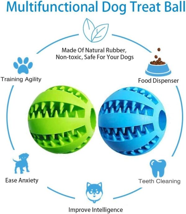 Feixun Pets Dog Treat Toy Ball, Rubber Dog Food Ball,Dog Tooth Cleaning Toy Ball, Interactive Dog Toys Pack of 2 - Image 4