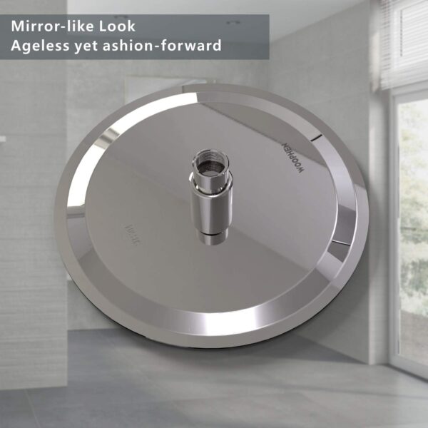 Rain Shower Head High Pressure,WOOPHEN 8 Inch 304 Stainless Steel Rainfall Showerhead, Mirror-Like Look,Swivel Spray Angle, Voluptuous Shower Experience, Easy Installation, Chrome Finish - Image 6