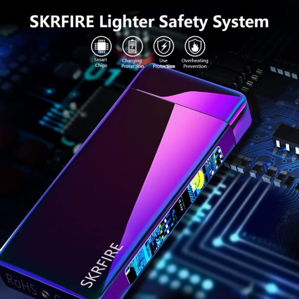 SKRFIRE Electric Lighter Windproof Flame Electric Lighter Plasma Lighter Arc Lighter Rechargeable USB Lighter with Battery Indicator (Multi) - Image 5