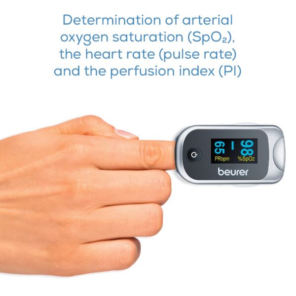 Beurer PO40 Pulse Oximeter | Measures heart rate, arterial oxygen saturation and perfusion index for those with medical conditions | Suitable for high-altitude sports | Medical device - Image 3