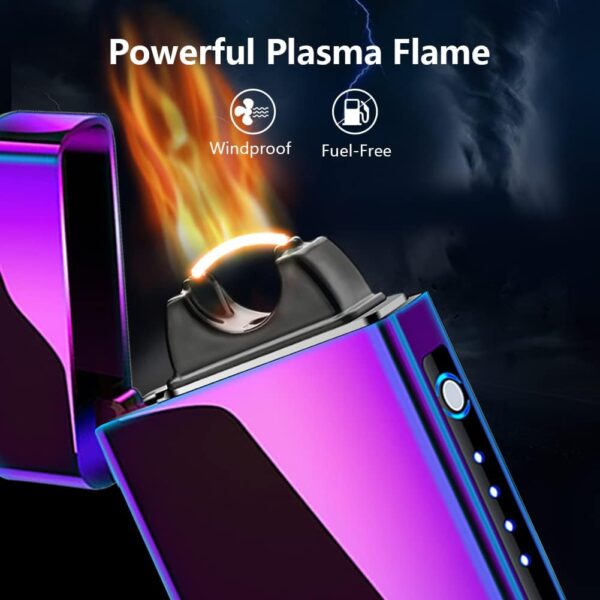 SKRFIRE Electric Lighter Windproof Flame Electric Lighter Plasma Lighter Arc Lighter Rechargeable USB Lighter with Battery Indicator (Multi) - Image 3