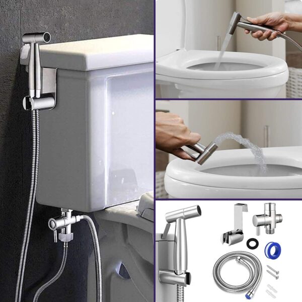 Handheld Bidet Toilet Sprayer Jet Kit Stainless Steel Shattaf Sprayer Kit Bathroom Personal Hygiene - Image 2