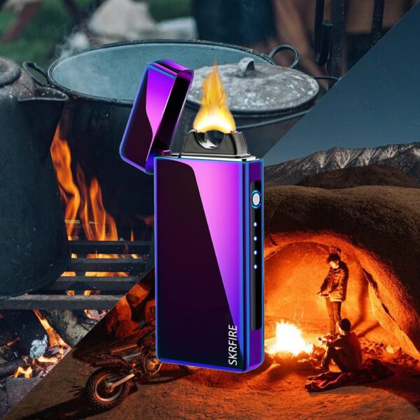 SKRFIRE Electric Lighter Windproof Flame Electric Lighter Plasma Lighter Arc Lighter Rechargeable USB Lighter with Battery Indicator (Multi) - Image 7