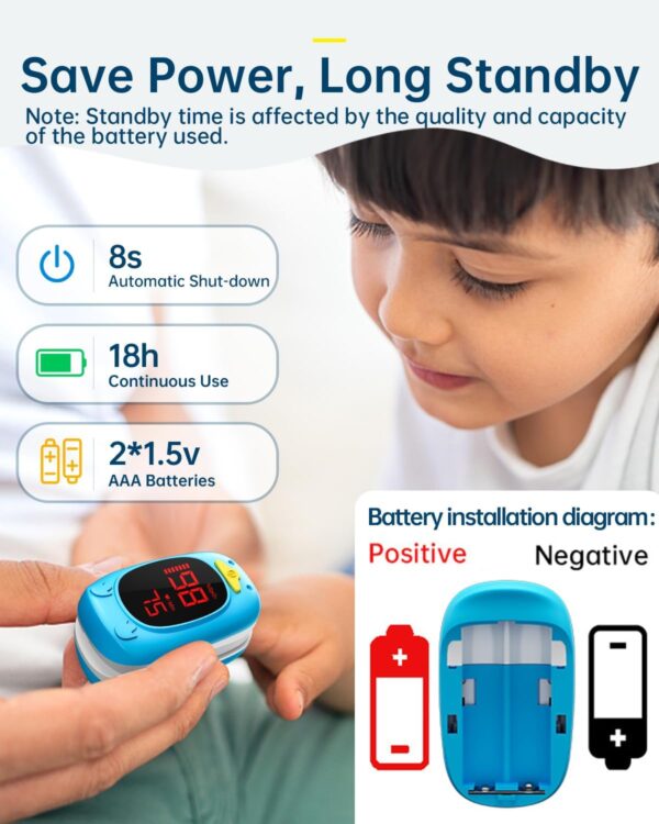 Paediatric Pulse Oximetry, HOLFENRY Pulse Oximeter Oxygen Monitor Finger For Kids and Child Over Age 2,Children's Sats Monitor Checking Oxygen Saturation, Heart Rate,PI At Home, School or Trip Use - Image 6