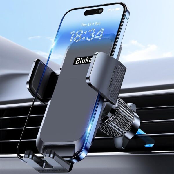 Blukar Car Phone Holder, Air Vent Car Phone Mount Cradle for Car 360° Rotation [Upgraded Ultra Stable Hook Clip] - One Button Release Function for iPhone, Galaxy All 4.0''-7.0'' Phones​ - Image 2