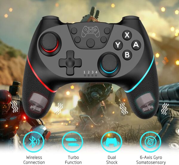 SZPACMATE-Nintendo Games Switch Controller, Rechargeable Remote Wireless Switch Lite Controller Gamepad Joypad with Adjustable Turbo Dual Shock Gyro Axis Compatible with Nintendo Switch/Switch Pro - Image 5