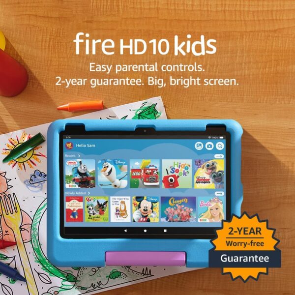 Amazon Fire HD 10 Kids tablet (newest gen) | ages 3–7, 10.1" brilliant screen, parental controls, 2-year worry-free guarantee, 2023 release, 32 GB, Blue - Image 2