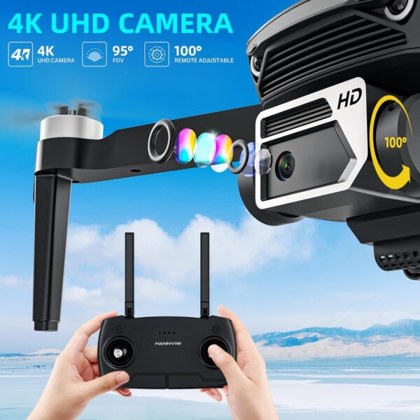 HANNVIW H220 GPS Drones with Camera for Adults 4K, Under 250g, Professional Video Transmission Drone, RC Quadcopter with Brushless Motor, Auto Return Home, Follow Me,for Beginner - Image 3