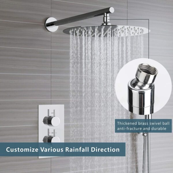 Rain Shower Head High Pressure,WOOPHEN 8 Inch 304 Stainless Steel Rainfall Showerhead, Mirror-Like Look,Swivel Spray Angle, Voluptuous Shower Experience, Easy Installation, Chrome Finish - Image 4