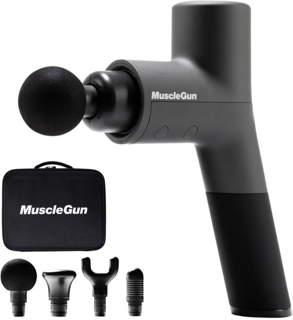 MuscleGun Carbon Massage Gun | Professional Deep Tissue Massager | 4 Powerful Massage Heads, Rechargeable 300 Minute Battery, Variable Speed Control | Travel Case Included - Image 2