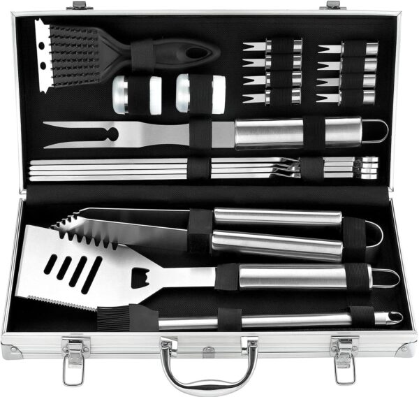 ROMANTICIST 20pcs Stainless Steel BBQ Tools Set - Professional Stainless Steel Barbecue Accessories Kit for Men Dad Women - Perfect BBQ Gift on Christmas Birthday - Image 2