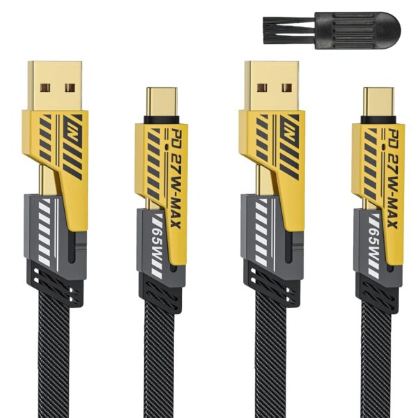 Nadiaen Multi Charger Cable 4 in 1 Fast Charging,2 Pieces,Dual Head USB C Data USB 4 in 1,With USB A to USB C,Nylon Braided Data Cable for most Phone and Laptops - Image 2