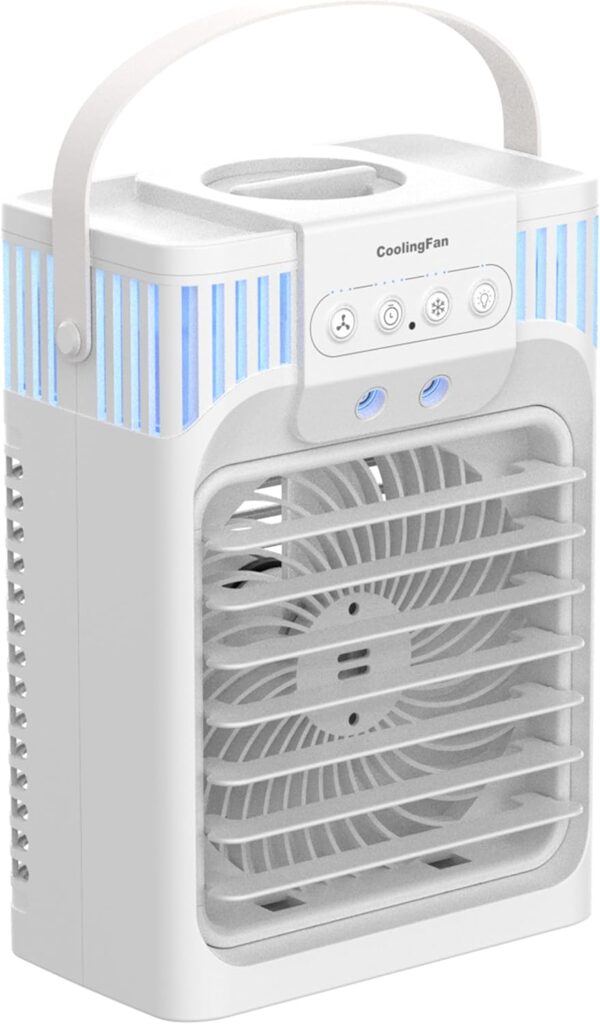 Portable Air Cooler, 4 in1 Mini Air Conditioners Personal Mobile Compact Evaporative Cooler Air Humidifier, 3 Wind Speed Desktop Air Conditioner Fan,for Home Dorm Office Outdoor - Image 9