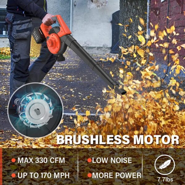 MAXLANDER Cordless Leaf Blower & Vacuum with Bag, 3-in-1 Brushless Battery Powered Leaf Vacuum Mulcher 40V 170MPH 360CFM 5 Speeds Leaf Blowers for Lawn Care 2x4.0Ah Battery & Charger Included - Image 5