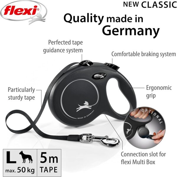 Flexi New Classic Tape Black Large 5m Retractable Dog Leash/Lead for dogs up to 50kgs/110lbs - Image 3