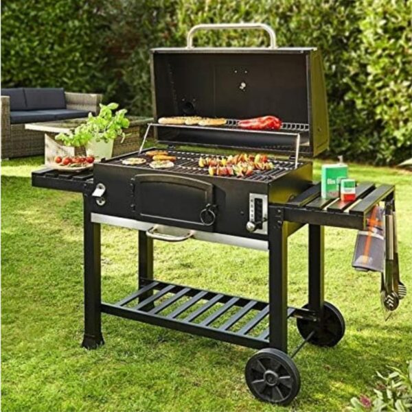 CosmoGrill Outdoor XXL Smoker Barbecue Charcoal Portable BBQ with Lid Cover, Adjustable Grill and Built-in Temperature Gauge, for Home Garden Party Cooking - Image 3