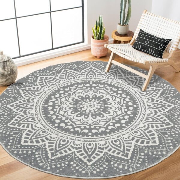 Pauwer Round Area Rug 120 cm Shaggy Ultra Soft Touch Carpet Rug Washable Non Slip Home Decor Rug Fluffy Living Room Rug Bedside Floor Rug for Bedroom,Dark Grey - Image 8