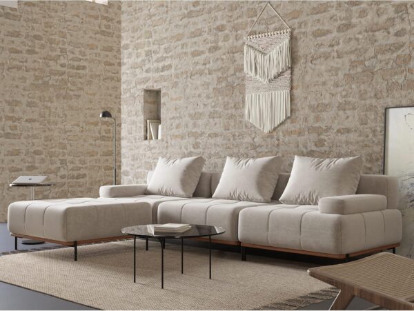 Acanva Convertible Modular Sectional Sofa, Mid-Century Modern Minimalist Free Combination U/L Shaped Reversible Couch for Living Room, Single Chair, Beige - Image 5