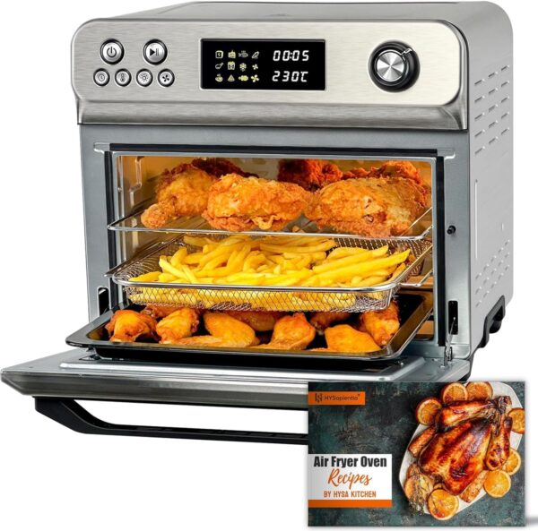 HYSapientia® 24L Air Fryer Oven With Rotisserie Large XXL Digital Knob 1800W 10 in 1 airfryer Countertop Convection Mini Toaster Oven electric and grill, Stainless steel inner, Full Accessory Set - Image 2