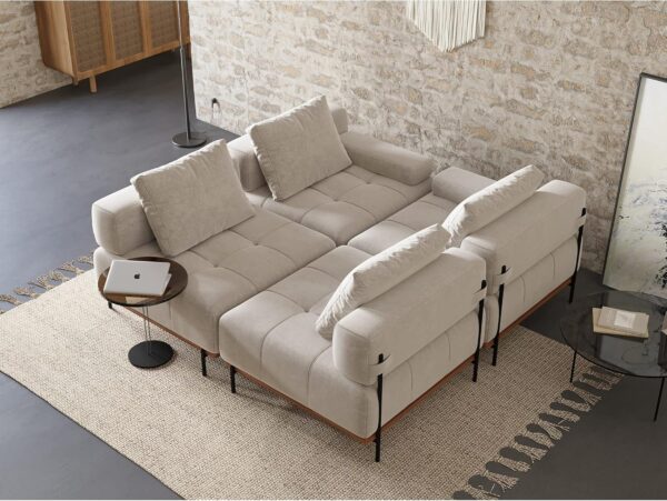 Acanva Convertible Modular Sectional Sofa, Mid-Century Modern Minimalist Free Combination U/L Shaped Reversible Couch for Living Room, Single Chair, Beige - Image 7