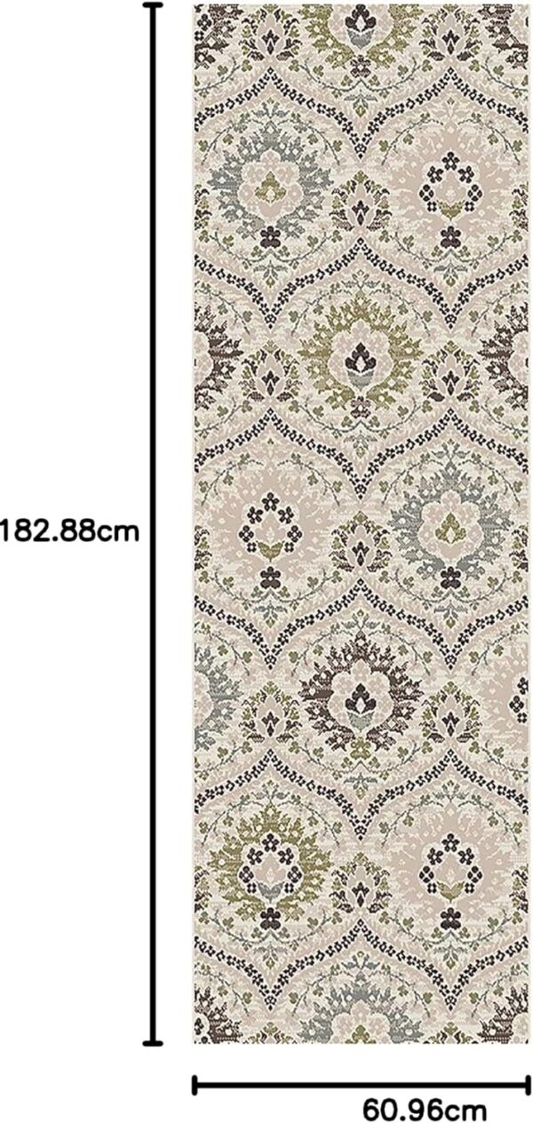 SUPERIOR Indoor Area Rug Runner with Jute Backing, Oriental Floral Decor, Perfect for Living/Dining Room, Office, Kitchen, Bedroom, Dorm, Entry, Hardwood, Augusta Collection, 2' 7" x 6', Ivory - Image 3