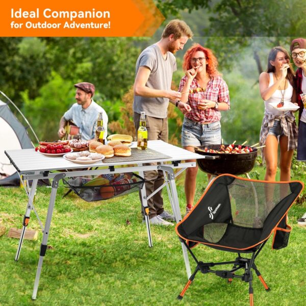 Sportneer Folding Table Camping Table Outdoor Portable Picnic Table with Adjustable Height Mesh Layer Folding Camping table with Aluminum Roll Up Table Top for Camp Kitchen Garden Sewing Work Beach - Image 3