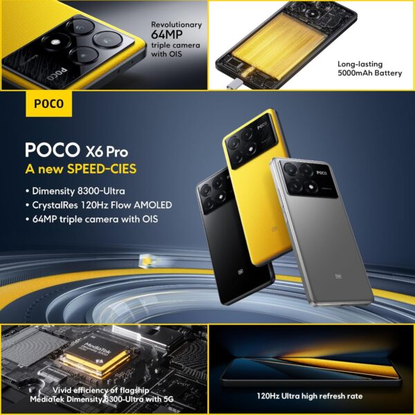 POCO X6 Pro 5G Yellow - Smartphone 12+512GB, MediaTek Dimensity 8300, 64MP triple camera, 6.67" 120Hz POLED display, 5000mAh, 67W turbo charging (UK Version + 2 Years Warranty) - Image 6