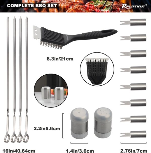 ROMANTICIST 20pcs Stainless Steel BBQ Tools Set - Professional Stainless Steel Barbecue Accessories Kit for Men Dad Women - Perfect BBQ Gift on Christmas Birthday - Image 4