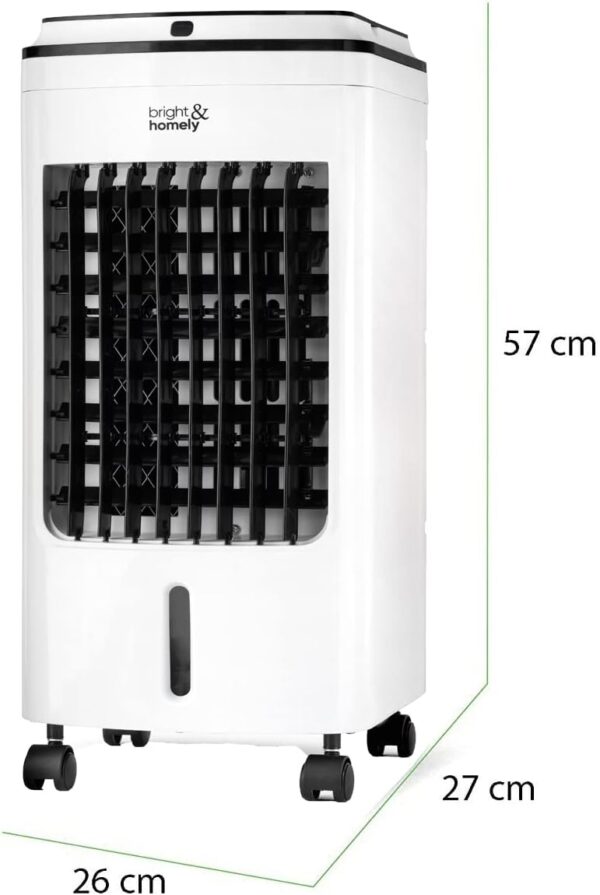 Portable Evaporative Air Cooler, 4L Air Cooler with Remote Control Cooling Fan AC Unit with 3 Speed Settings and 2 Ice Boxes, 7.5 Hour Timer, 360 ° Wheels for Home,Office - Image 6