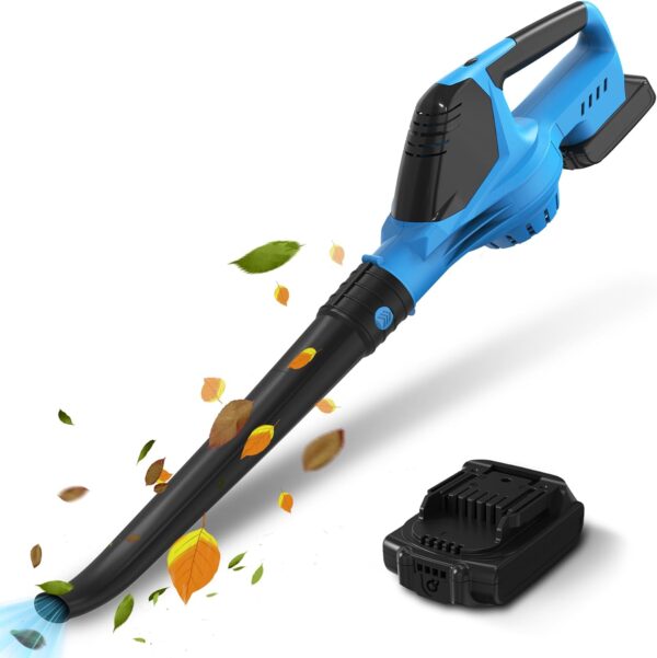 Leaf Blower Cordless, 21V 220KM/H Powerful Air Blower, Portable Handheld Leaf Blower Garden Vacuum, 5 Speeds Control, Garden Blowers with 2.0Ah Battery Fast Charger for Garden, Patio, Lawn (blue) - Image 2