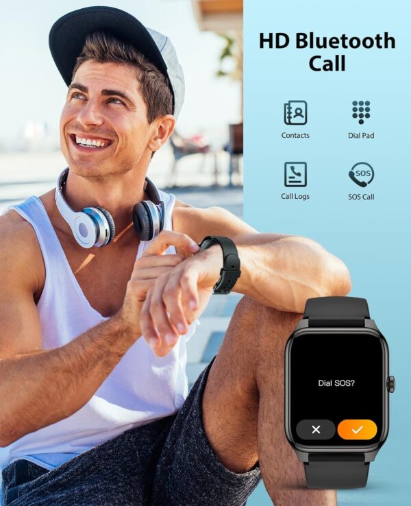 Smart Watch, 1.78" AMOLED 368*448 HD Screen, 69 Sports Modes Fitness Tracker with Heart Rate, Blood Pressure, Blood Oxygen, Sleep, IP68 Waterproof Smartwatch with Bluetooth Call for Android iOS - Image 3