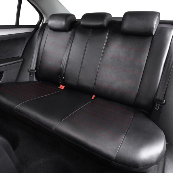 TOYOUN Classic Universal PU Leather Car Seat Covers Full Set High Back Bucket Seat Cover - Fit Most Cars, Trucks, SUVS, or Vans 2 PCS Red Trim Auto Seat Covers Set Car Seat Protector, Red - Image 4