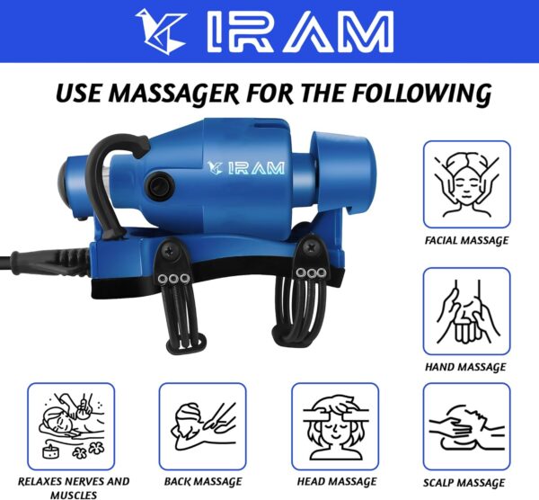 Iram Powerful Double Speed Floating Action for Full Body Massager Corded Electric Powered (Dark Blue) - Image 3