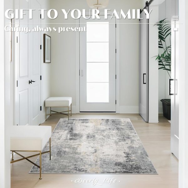Deerly Modern Abstract Area Rug For Living Room, Non-Slip Machine Washable Carpet Runner Rugs for Livingroom Bedroom Hallway Kitchen Entrway (GreyGold, 120X170CM) - Image 5
