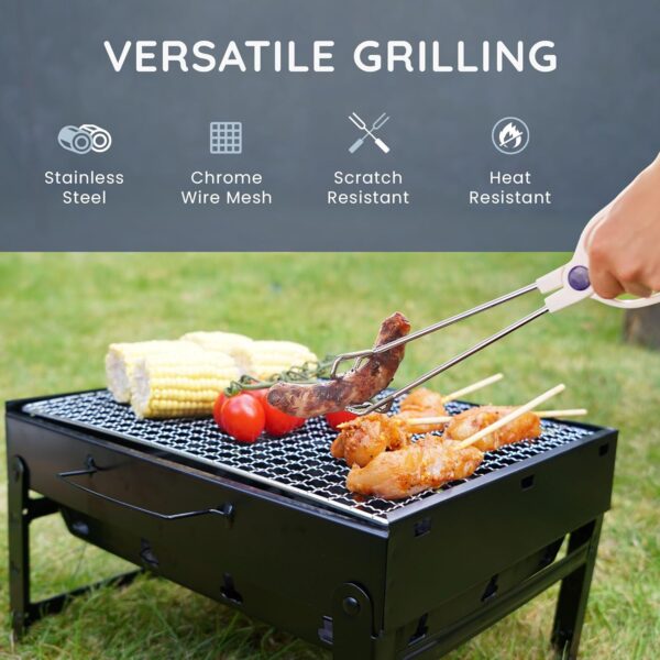 CUQOO Easy-to-use Portable BBQ Grill – Foldable Barbeque Outdoor Travel | Charcoal Barbecue Perfect for Camping, Garden, Picnic Folding Camping Stainless Steel Smoker - Image 7